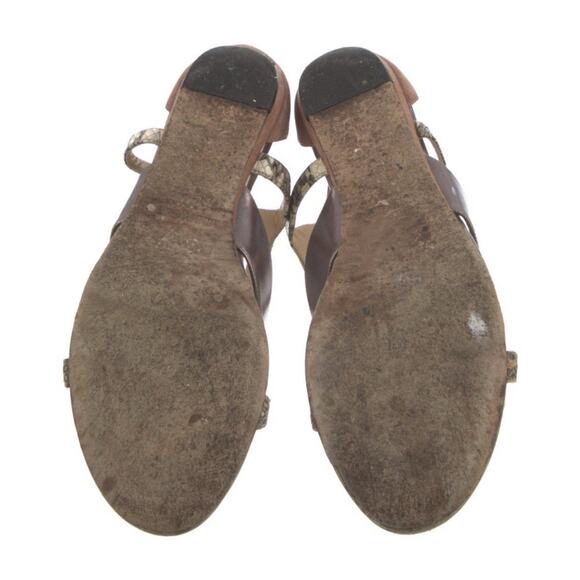 Jimmy Choo Flat Sandals Pewter Leather Animal Print Strappy Flat Shoe EU 39.5 - Picture 4 of 7